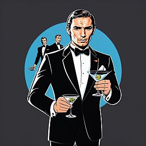 Stylish Man in Tuxedo with Martinis