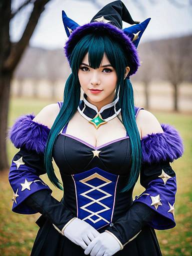 Mona Pact of Stars and Moon Genshin Impact Cosplay Photography