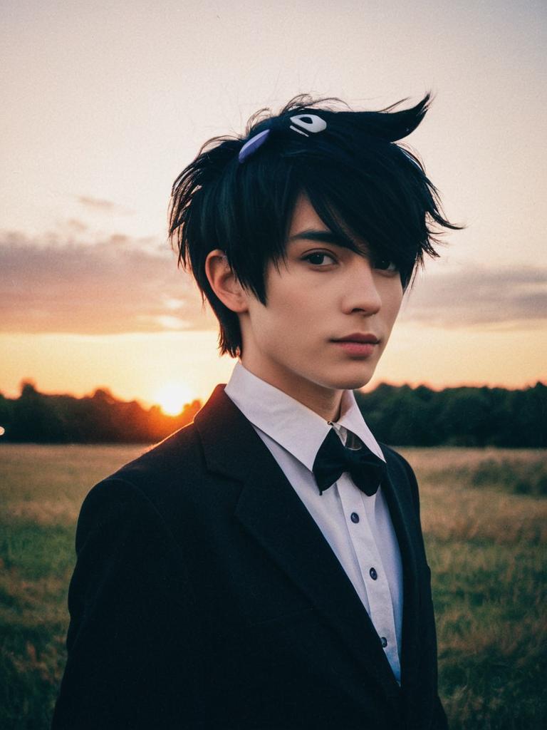 Man in Femboy Costume Outdoor Cosplay Portrait at Sunset