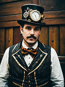 Man in Steampunk Halloween Costume Cosplay Editorial Portrait Cinema
