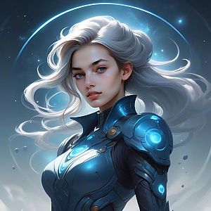 Futuristic Digital Portrait of Confident Woman