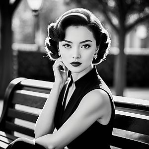 Elegant 1950s Black and White Portrait of a Woman