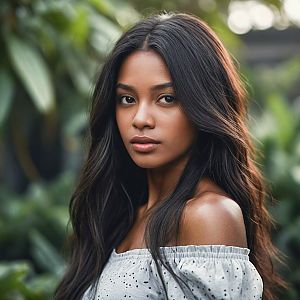 Young Woman in Off-Shoulder Top Outdoors