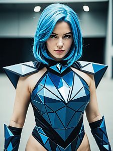 Realistic Photo of Woman in Blue Diamond Costume Cosplay