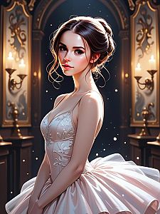 Young Woman in Elegant Pink Ballet Dress