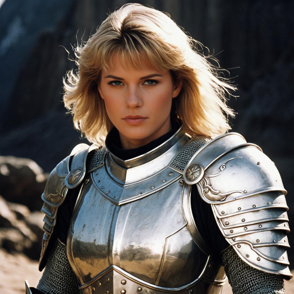 Realistic Portrait of Woman in Medieval Armor Outdoors
