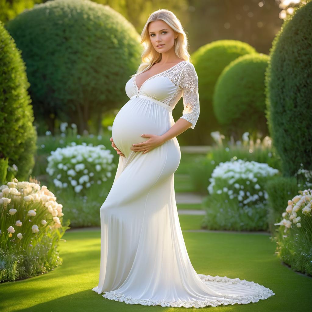 Elegant Pregnant Woman in Garden