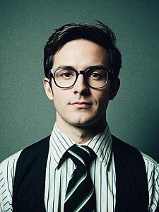 Man in Nerd Costume Waist Up Editorial Portrait Photorealistic