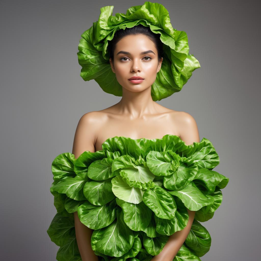 Woman in Vibrant Lettuce Fashion