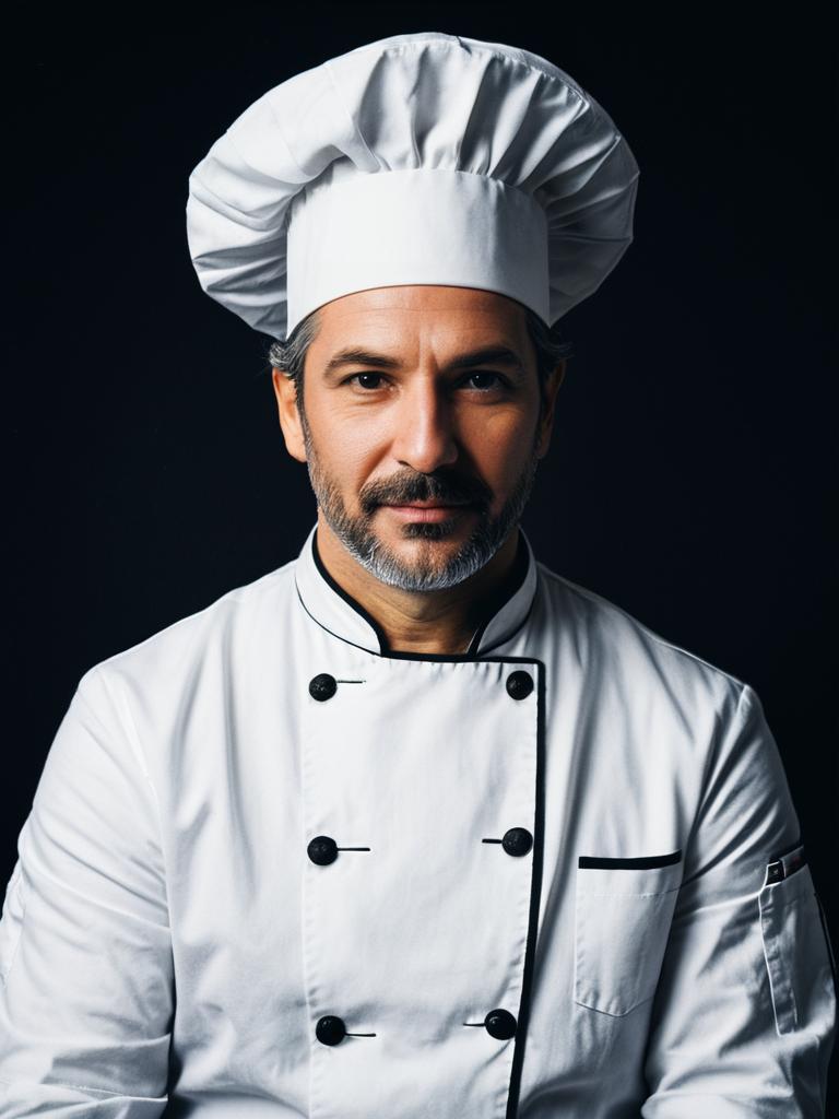 Photorealistic Detailed Studio Portrait of Man in Chef Costume
