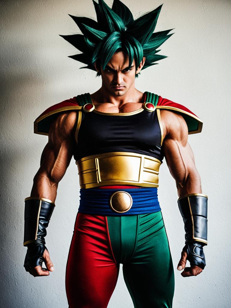 Realistic Bardock Cosplay Man Costume with Spiked Hair and Armor