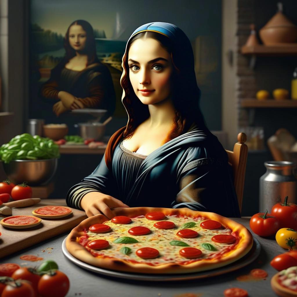 Renaissance Woman with Pepperoni Pizza Renaissance Woman with Pepperoni Pizza