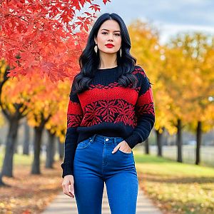Confident Woman in Autumn Fashion