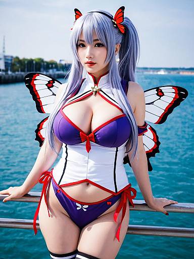 Dunkerque Azur Lane Cosplay by the Waterfront in Purple Butterfly Costume