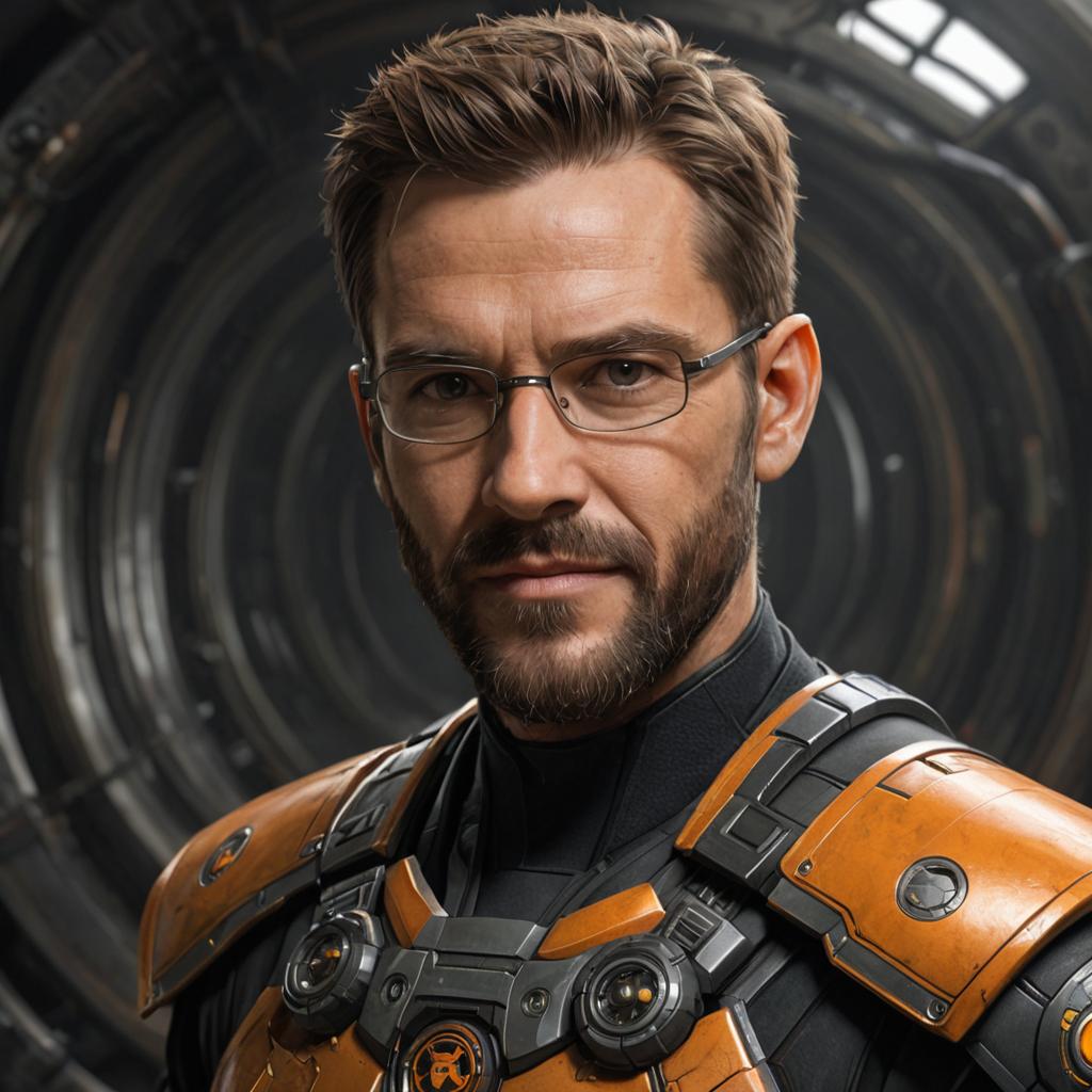 Gordon Freeman with Morgan Freeman's Face - Sci-Fi Portrait