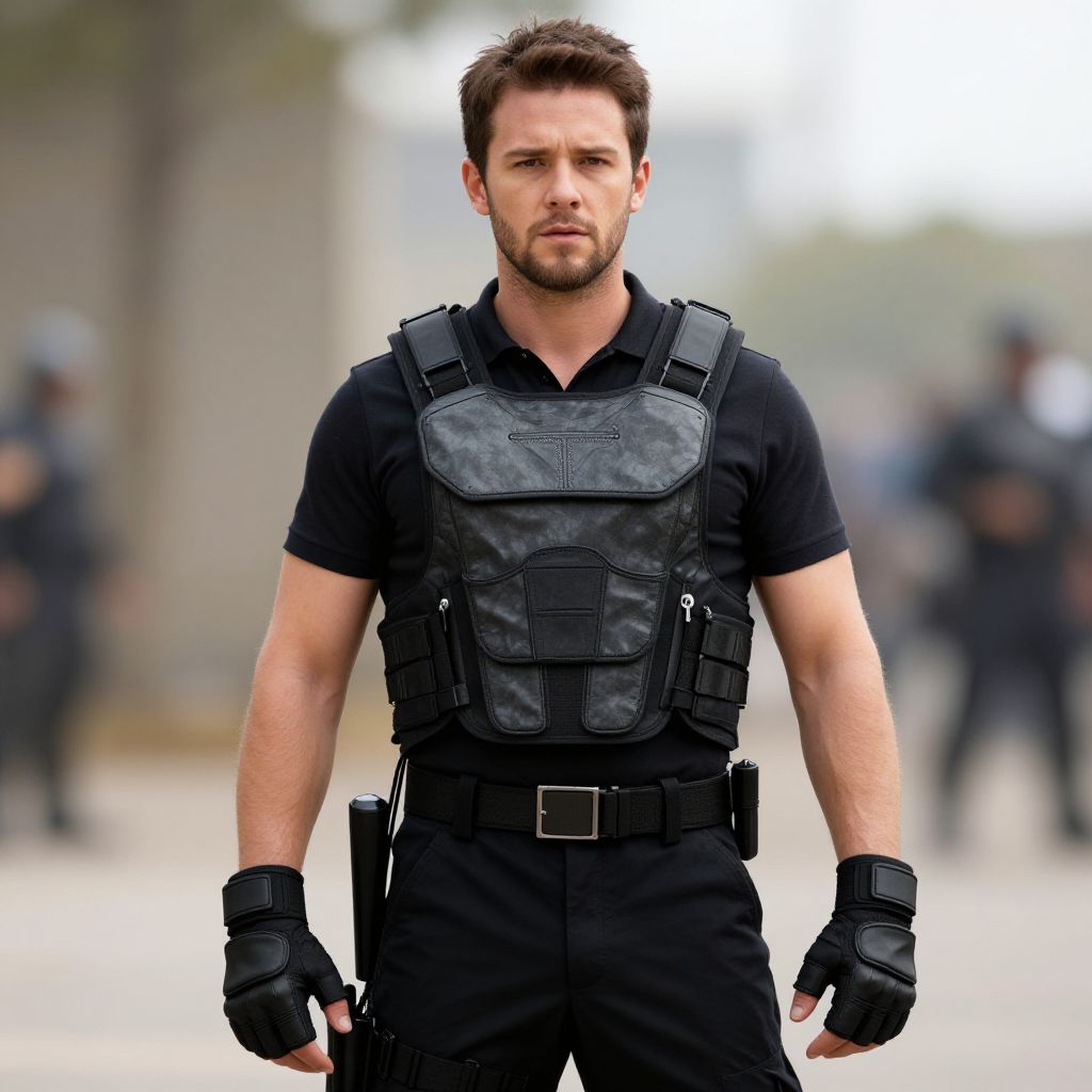 Man in Tactical Gear and Bulletproof Vest Outdoor Security