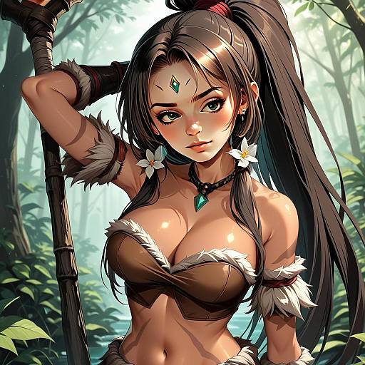 Nidalee Fantasy Woman in Jungle Digital Artwork