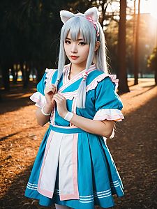 Sexy Cosplay Woman Wearing Kanna Costume Realistic Photo