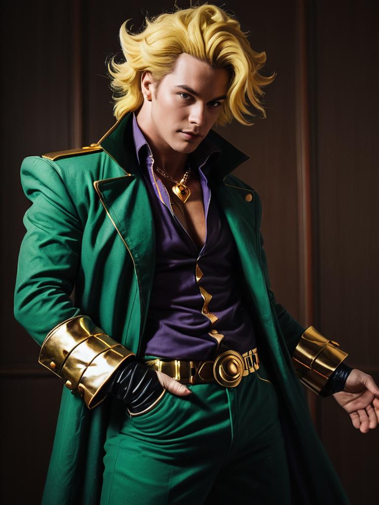 Man Cosplaying Dio Brando Costume from JoJo's Bizarre Adventure