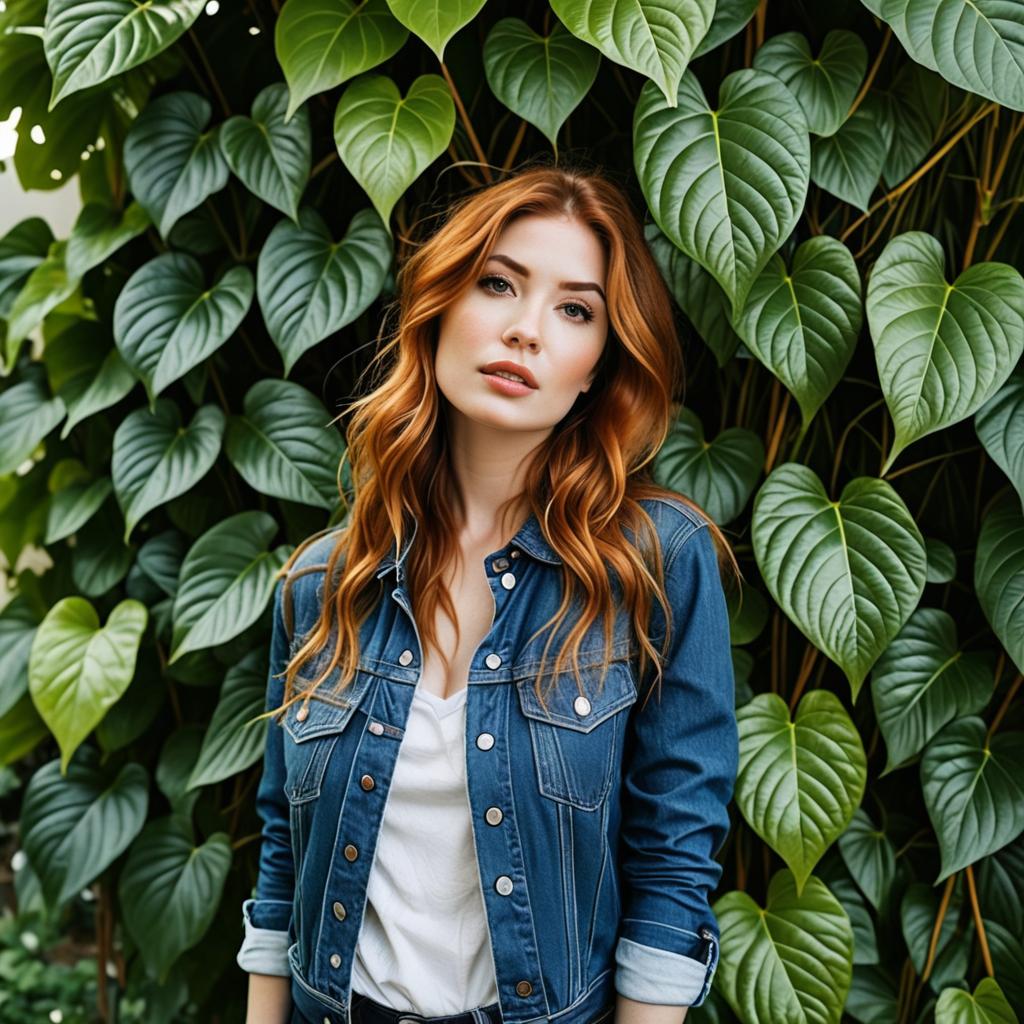 Woman with Red Hair in Nature