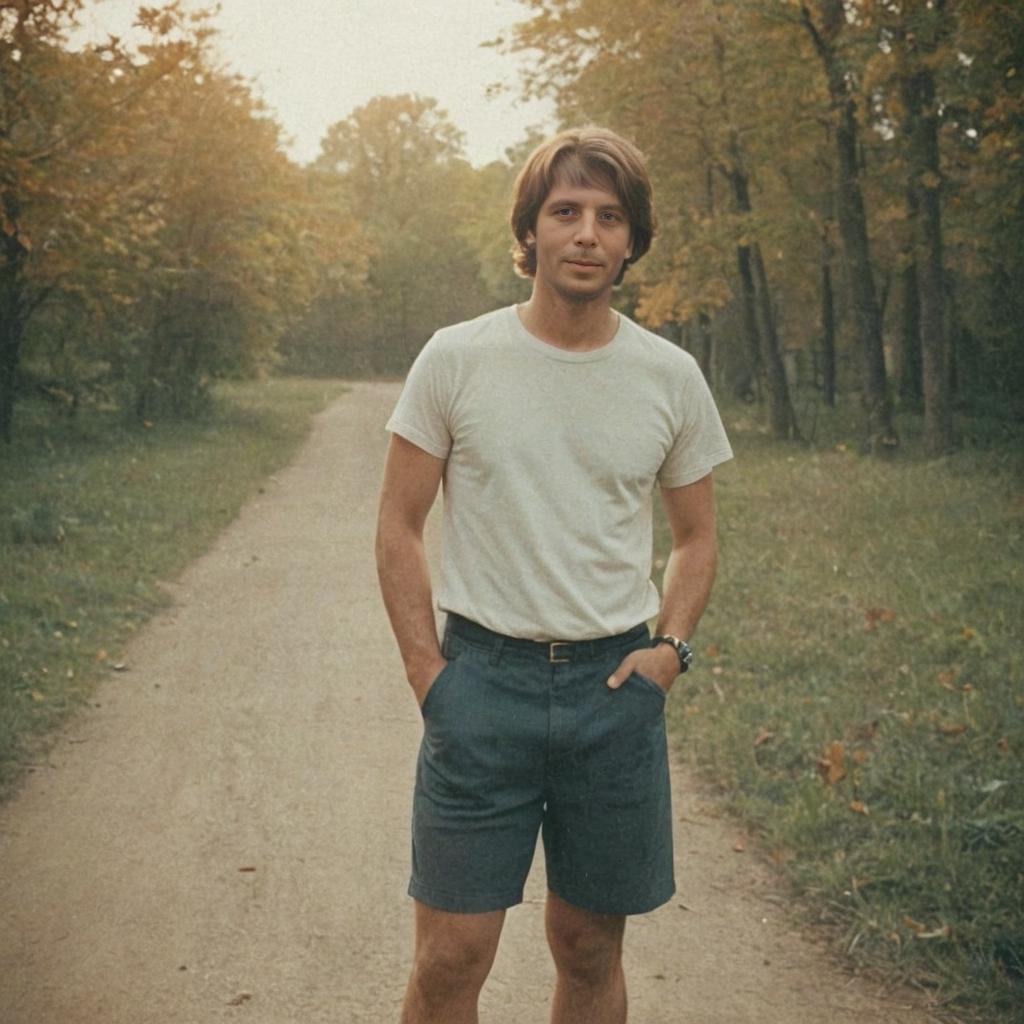 Man on Tree-lined Path in Summer