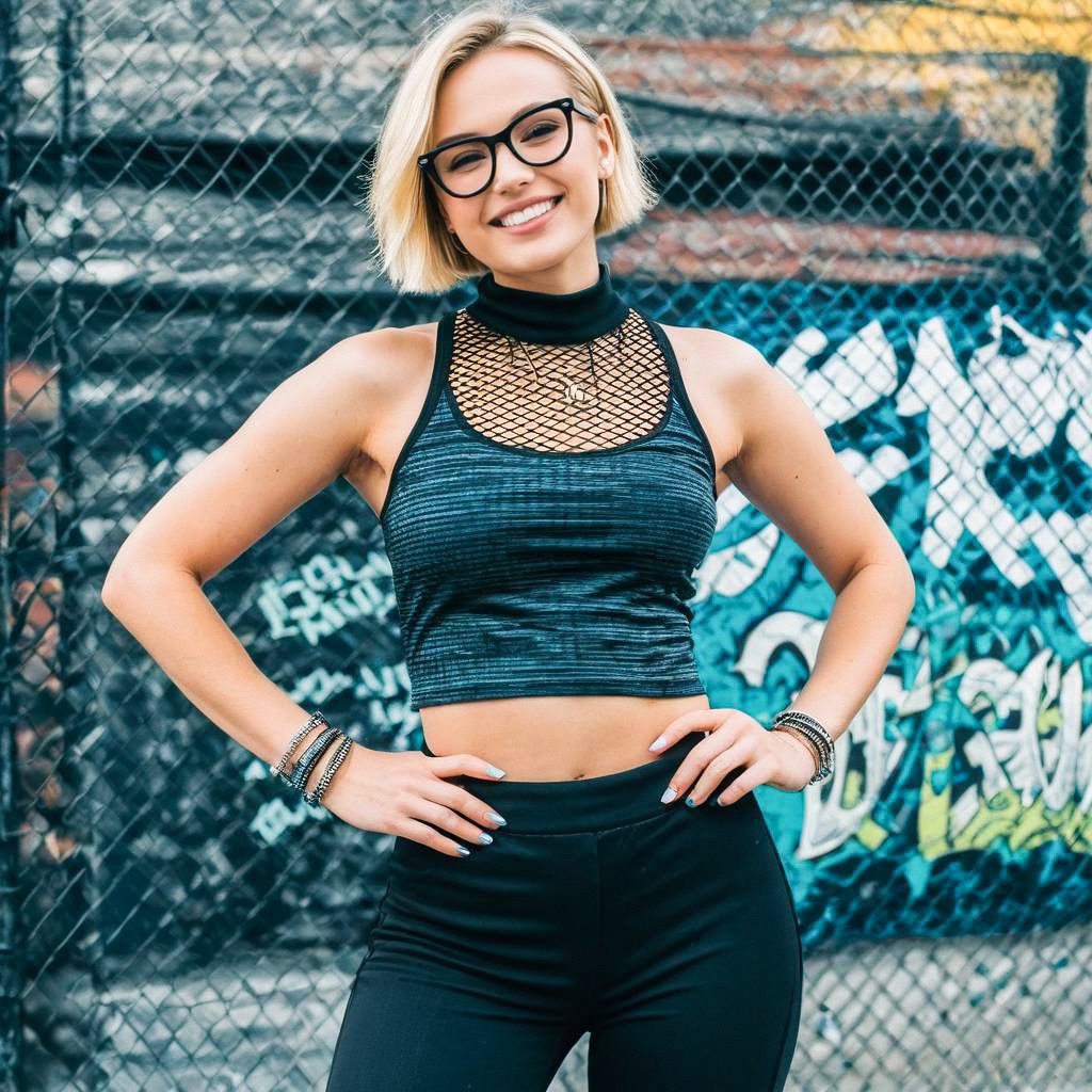 Confident Young Woman in Trendy Streetwear Confident Young Woman in Trendy Streetwear