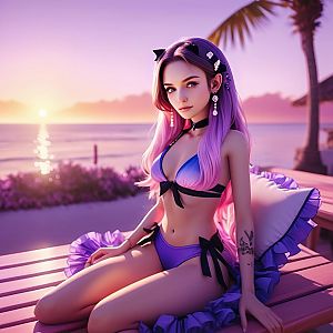 Young Woman at Beach Sunset