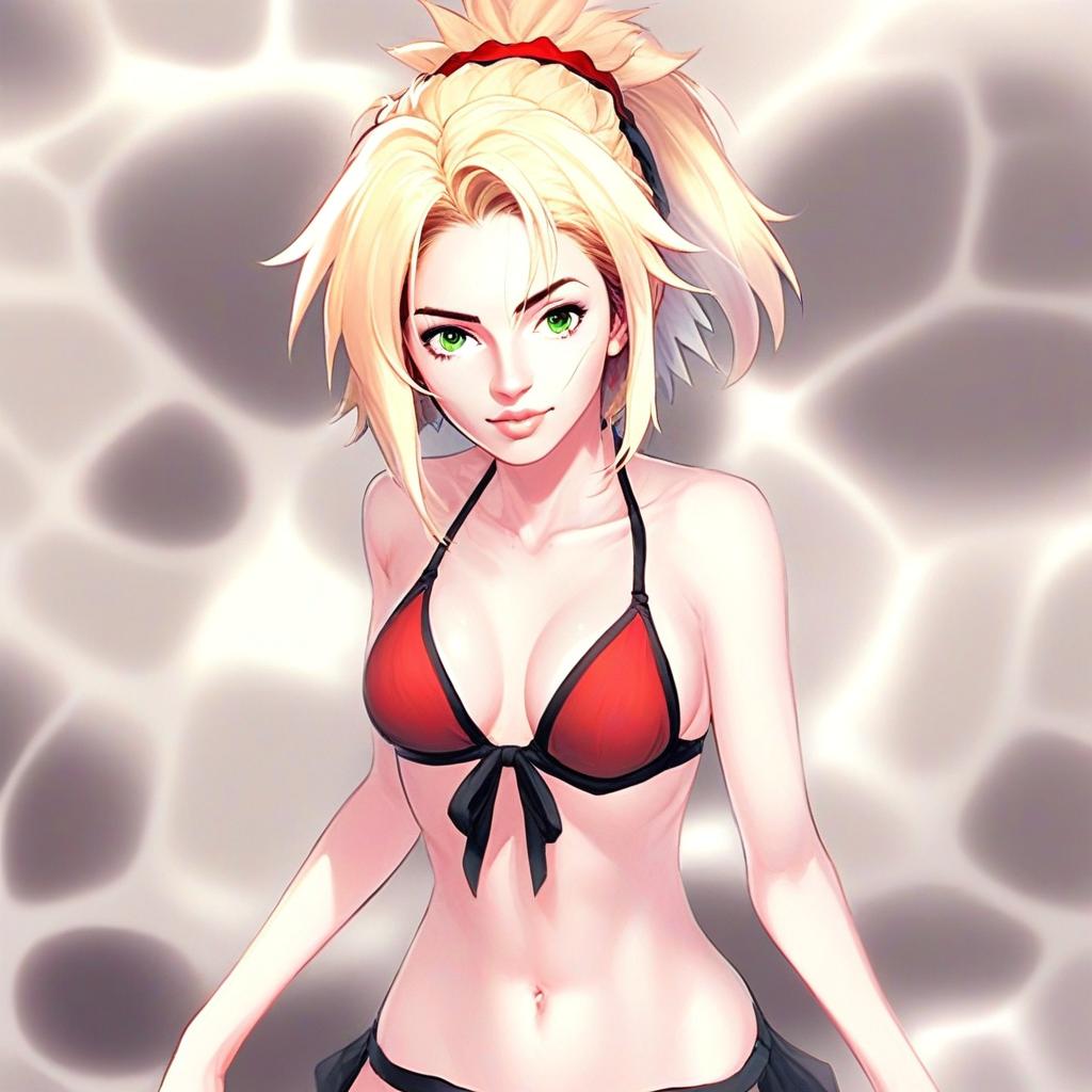 Mordred Rider in Red Swimsuit Anime Artwork First Ascension