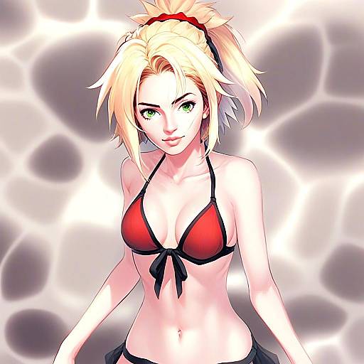 Mordred Rider in Red Swimsuit Anime Artwork First Ascension