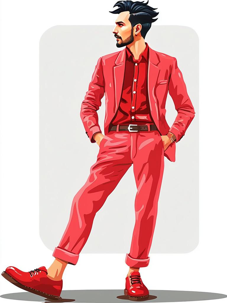 Stylish Man in Red Suit