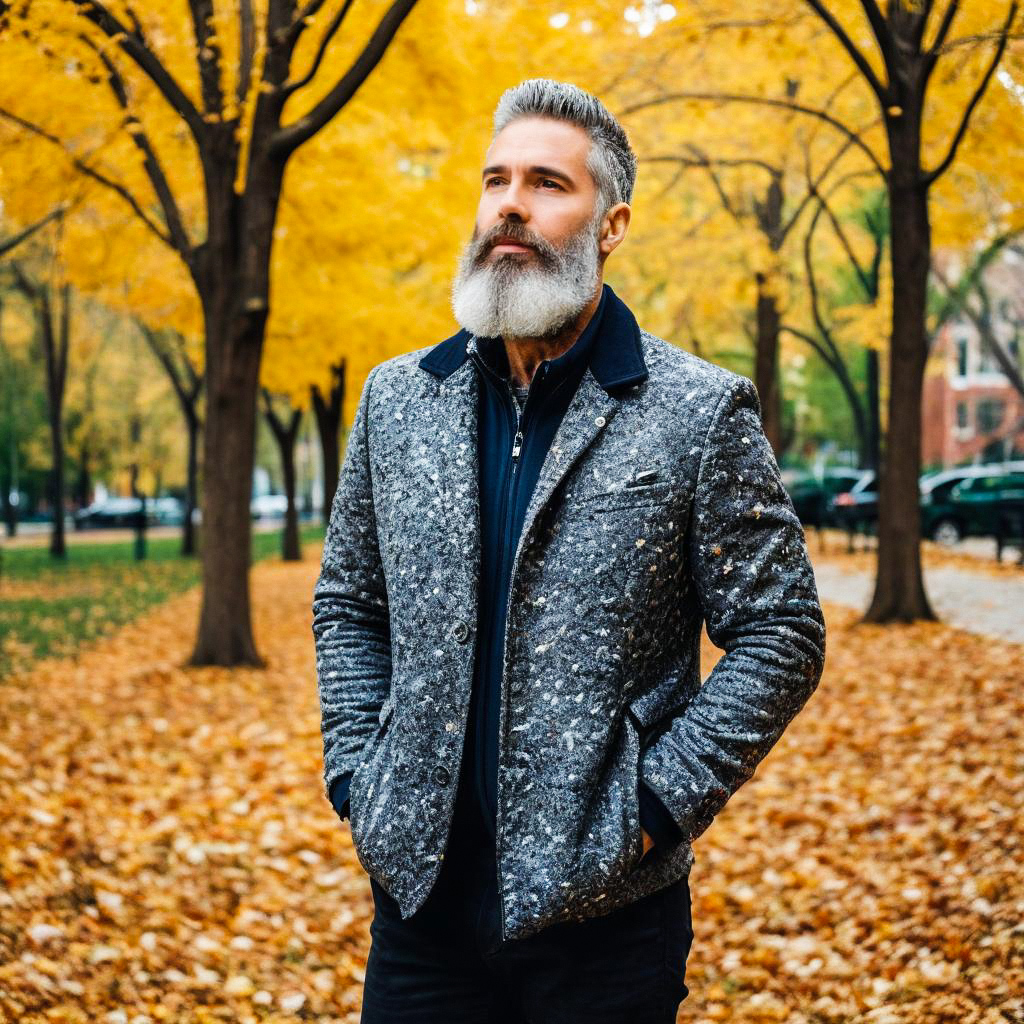 Distinguished Man in Autumn Park