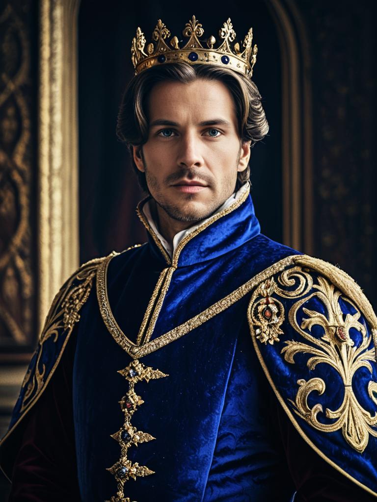 Man in Royal Fantasy Prince Costume Photorealistic Regal Portrait