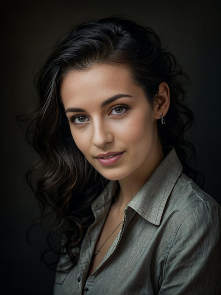 Portrait of a Young Woman with Wavy Hair