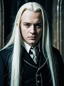 Man in Harry Potter Lucius Malfoy Costume Cinematic Realism Portrait