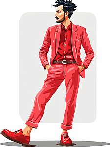 Stylish Man in Red Suit