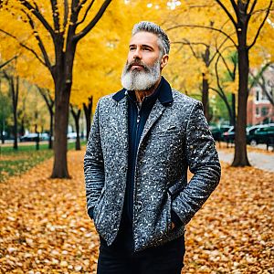 Distinguished Man in Autumn Park