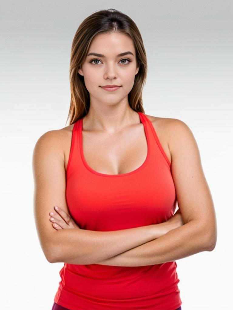 Confident Woman in Red Tank Top