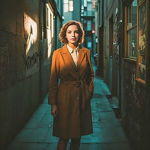 Confident Woman in Urban Alleyway
