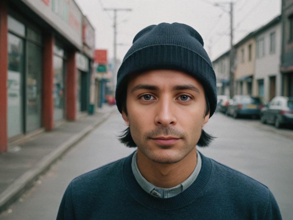 Tranquil Portrait of an Asian Man in Beanie