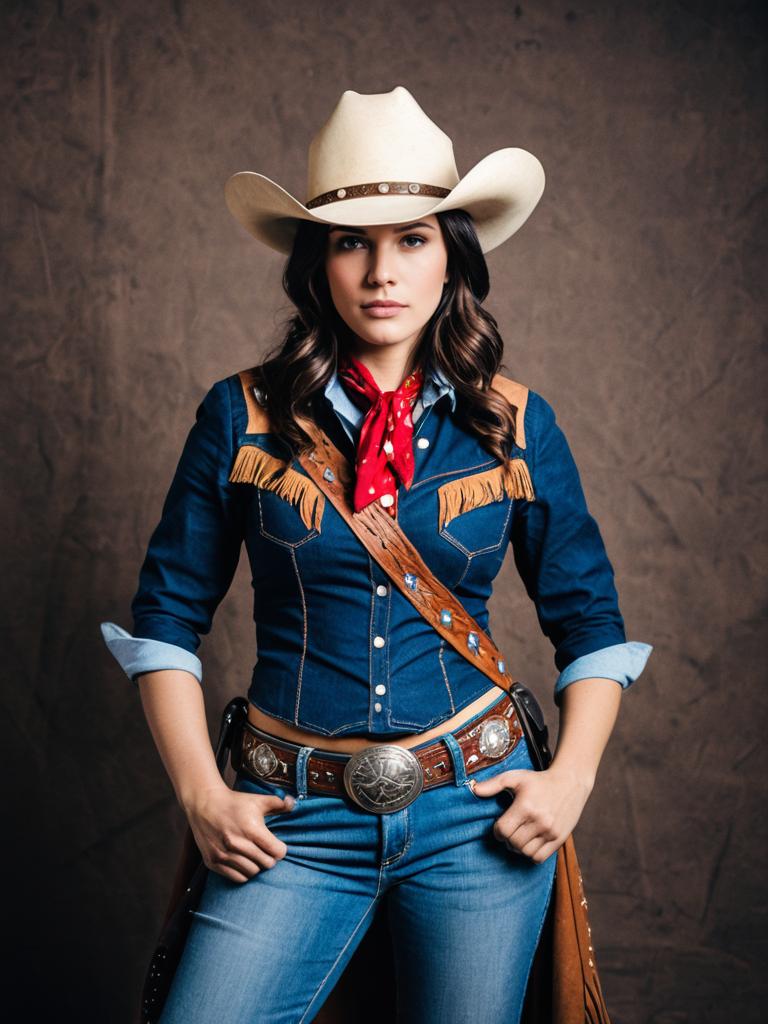 Woman in Cowgirl Cowboy Costume Professional Cosplay Photography