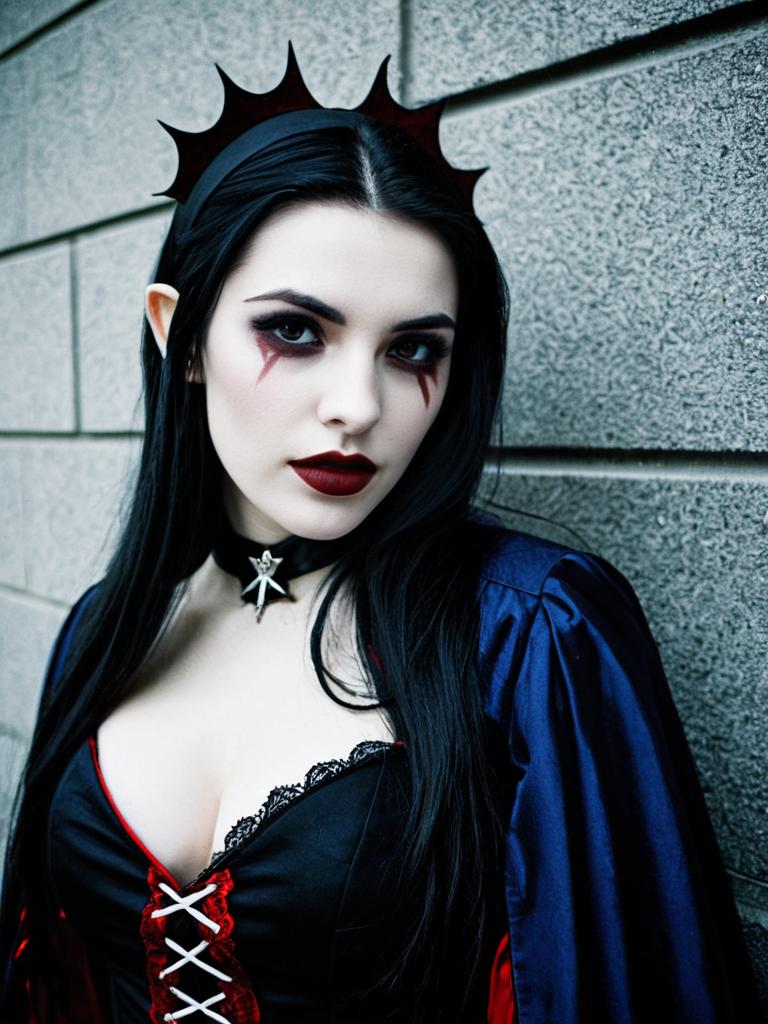 Gothic Woman in Dark Fantasy Attire