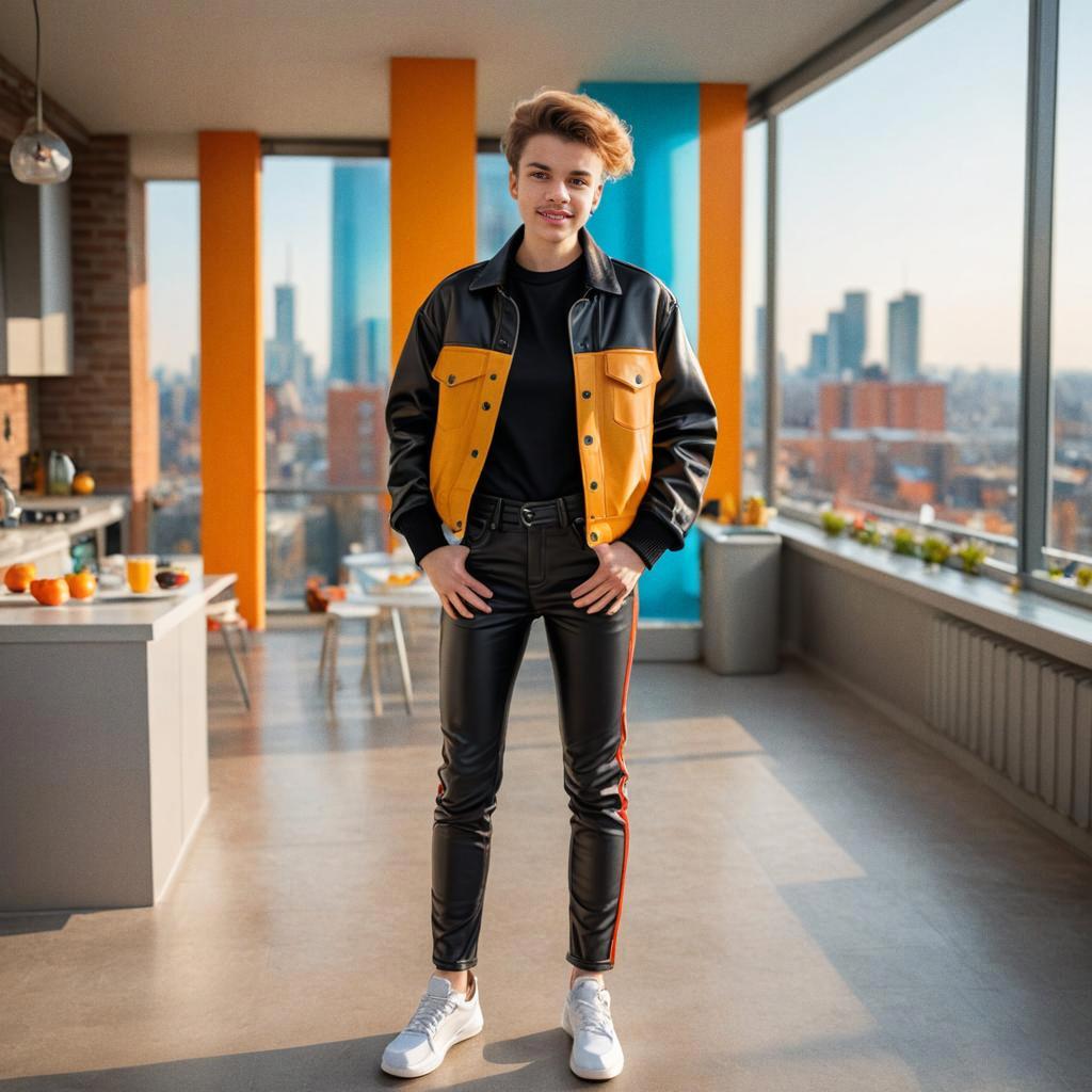 Stylish Young Man in Modern Kitchen