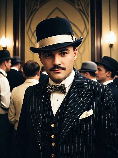 Man in Gatsby Party Costume 1920s Vintage Photorealistic Portrait