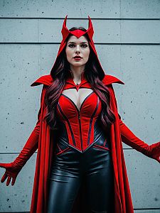 Woman in Scarlet Witch Costume Detailed Editorial Cosplay Photo