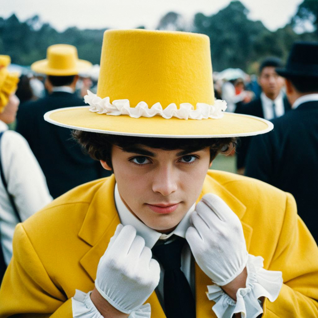 Young Man in Yellow Costume at Festival
