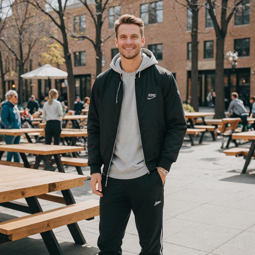 Confident man in urban setting with casual style