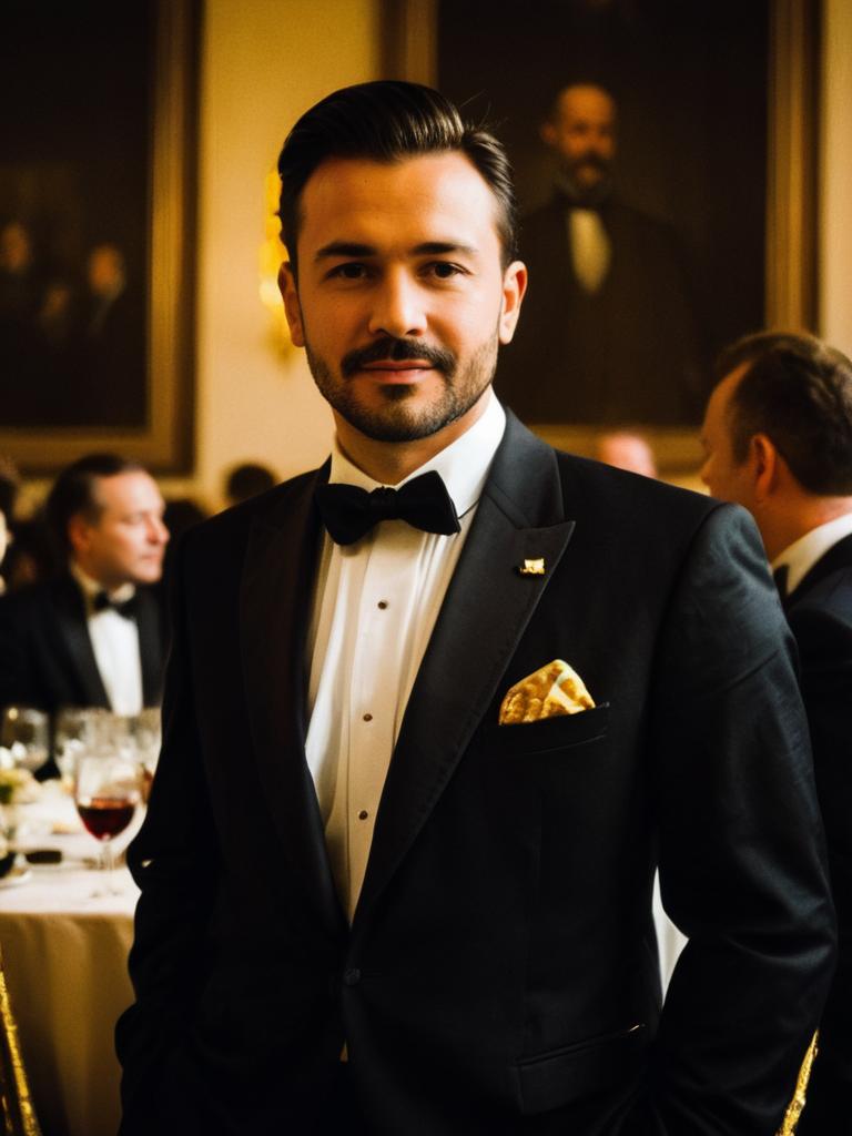 Man in Formal Attire Candid Lifestyle Portrait at Formal Event