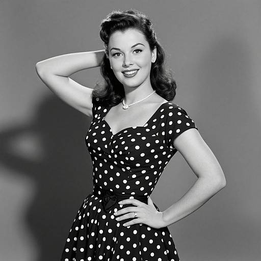 Vintage 1950s Woman in Polka Dot Dress Classic Portrait