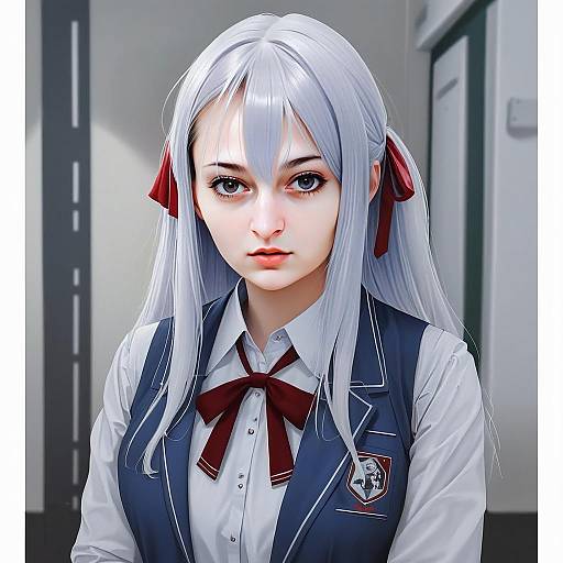 Alisa Mikhailovna Kujou Anime Style Portrait in School Uniform