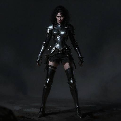 Dark Gothic Woman in Medieval Armor with Edgy Style